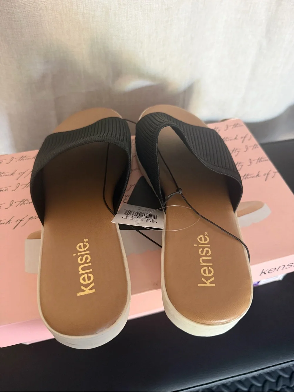 Kensie Ellie Black Knit Wedge Sandals Size 8 NWT